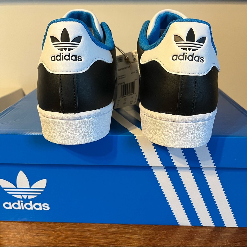 ADIDAS Originals Black, White, Bright Blue Superstar Shoes - Picture 7 of 11